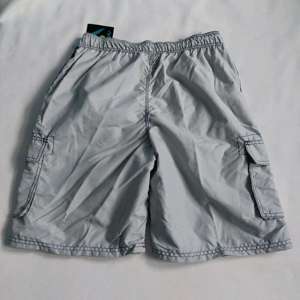 Kanu Surf Board Shorts‎ Gray Swim Beach Cargo Pockets Lined Drawstring Size M